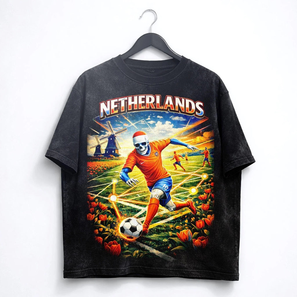 Netherlands Soccer Washed T-Shirt Dutch Football Graphic Tee World Cup 2026
