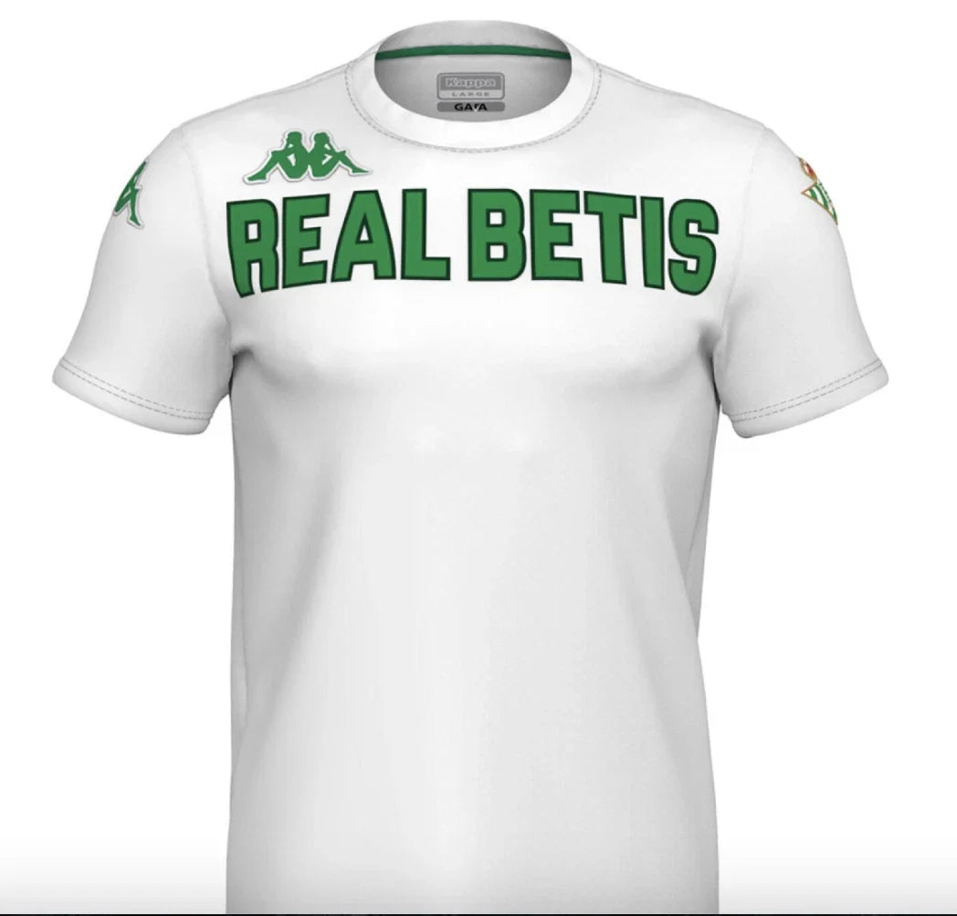 Kappa Real Betis Mens Chest Logo Fan T-Shirt / White Green / RRP £20