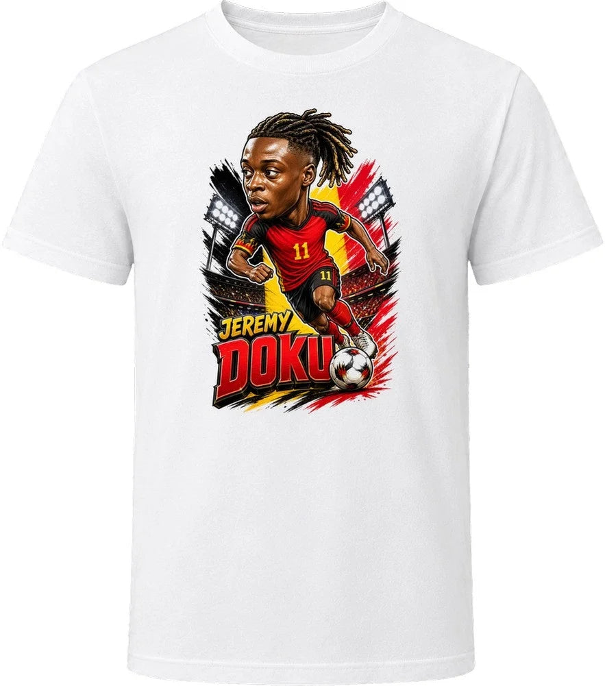 Jeremy Doku, Belgium Caricature Soccer 2026 T Shirt