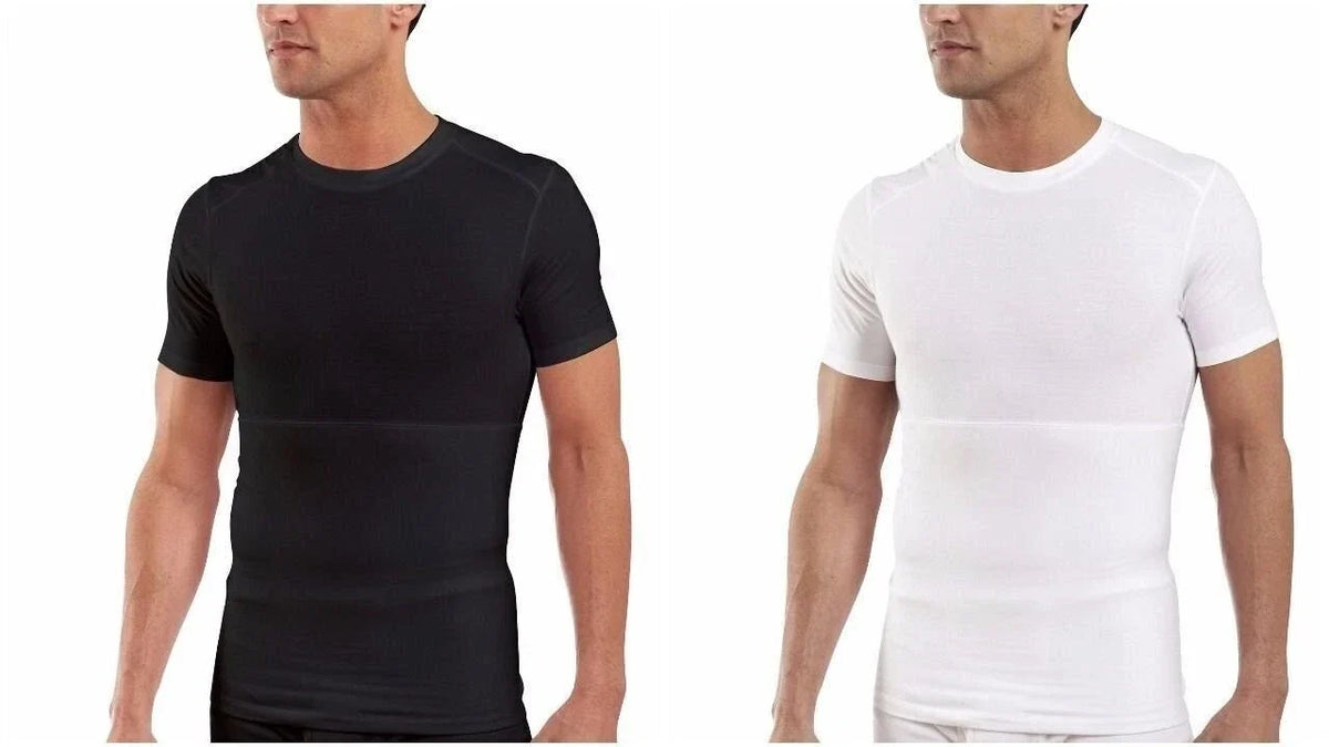 Powerbody Sculpt Men's Shapewear Crew Neck T-Shirt Black Or White Sizes M-3XL