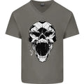 A Football Skull Soccer Footy Mens V-Neck Cotton T-Shirt