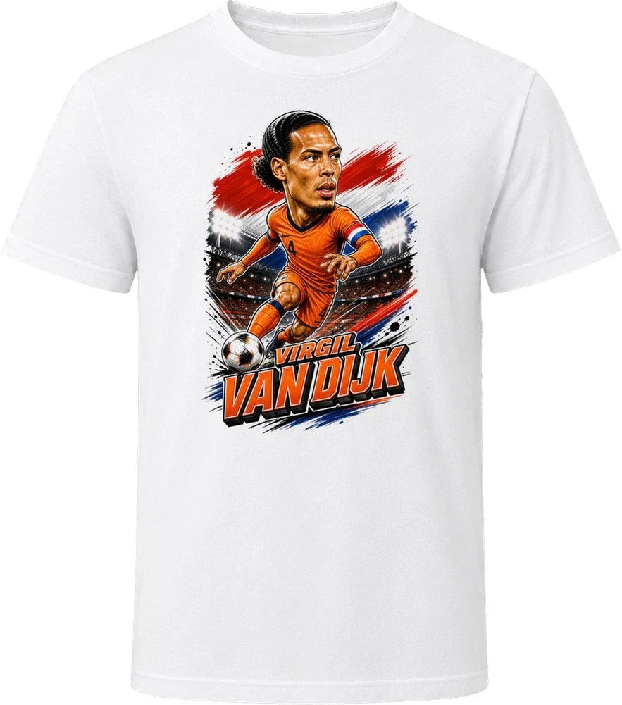 Virgil van Dijk, Netherlands Caricature Soccer 2026 T Shirt