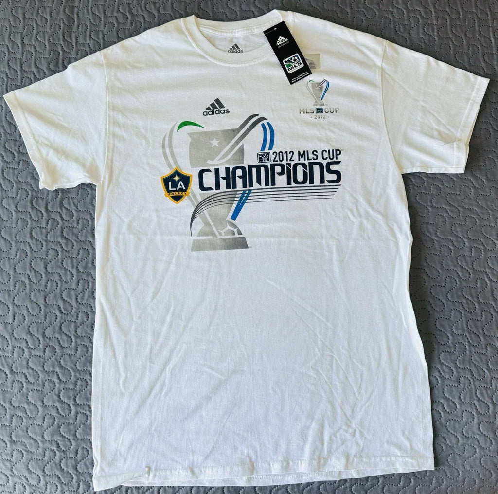 LA Galaxy 2012 MLS Cup Champions T Shirt Adult Men Medium White Soccer New w/Tag