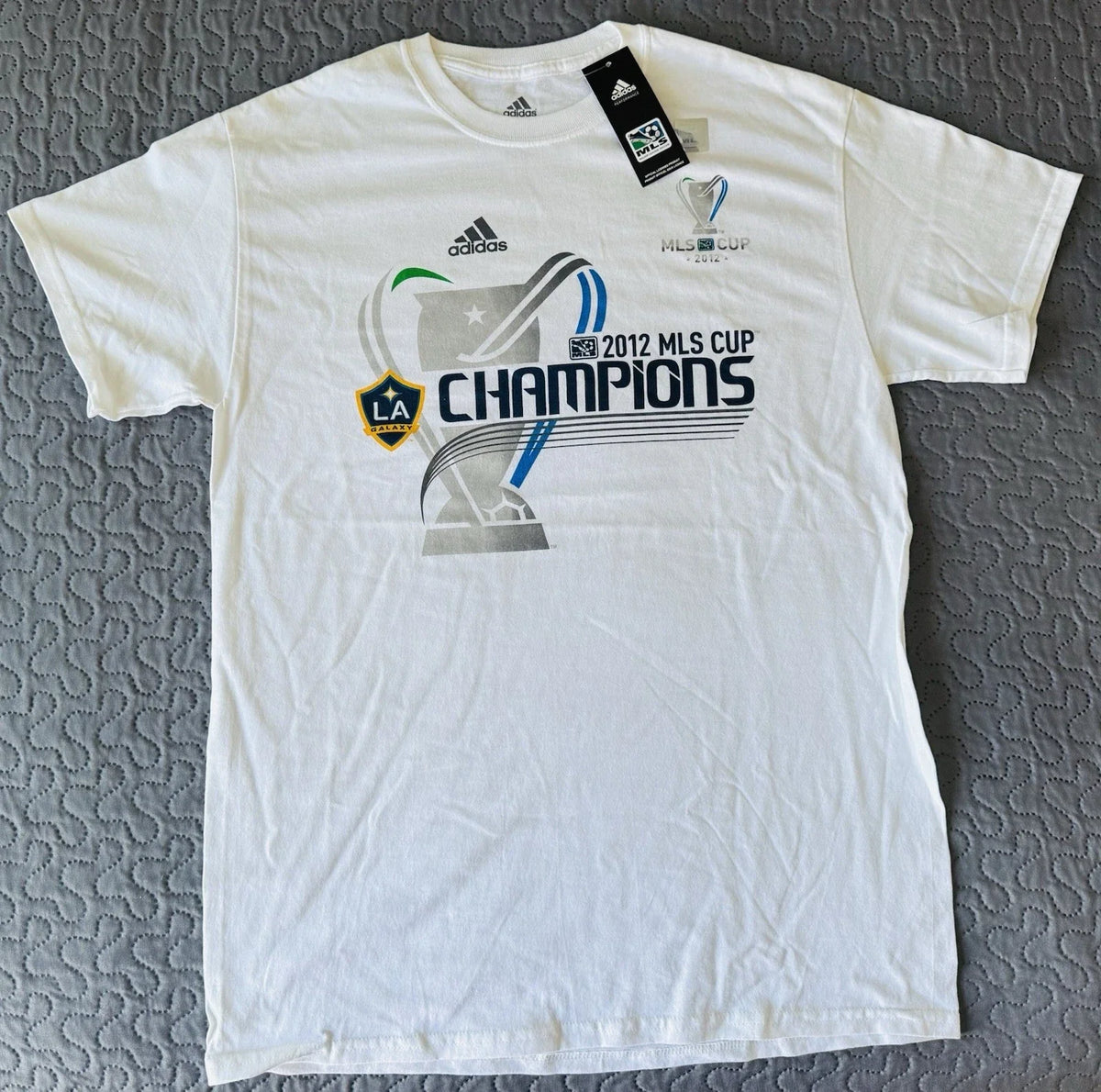 LA Galaxy 2012 MLS Cup Champions T Shirt Adult Men Medium White Soccer New w/Tag