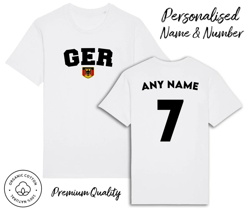 Germany GER T-Shirt 2026 Personalised Name & No Adult Kids Baby, Football Euro