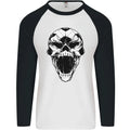 A Football Skull Soccer Footy Mens L/S Baseball T-Shirt