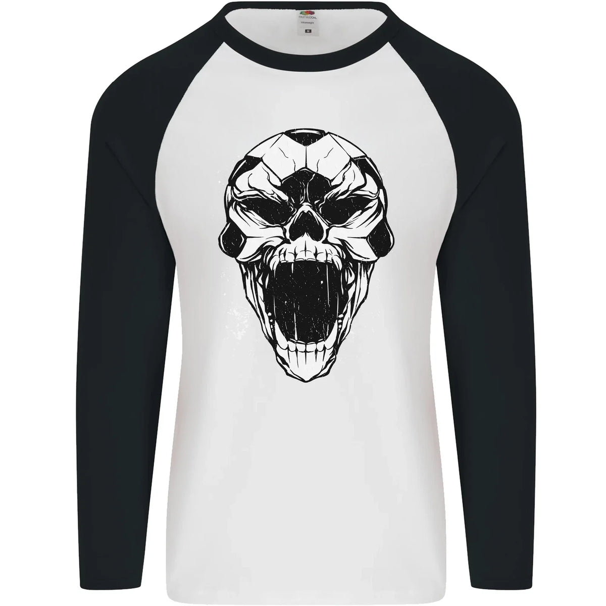 A Football Skull Soccer Footy Mens L/S Baseball T-Shirt