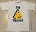 Vtg 90s Wisconsin Cheese Head Faded Distress Shirt L Funny Joke College Grunge