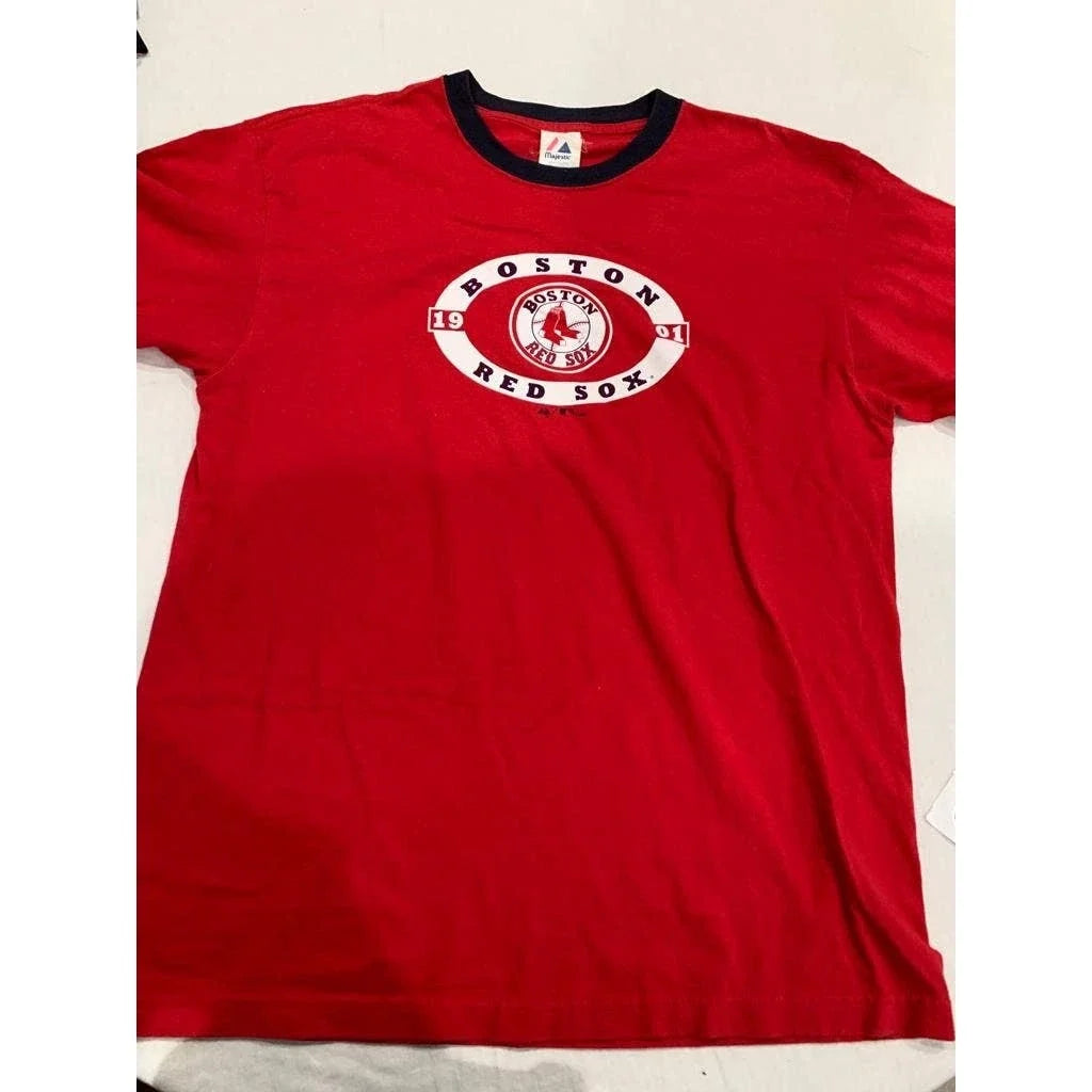 majestic boston red sox T-Shirt red championship classic rare blue men 1901