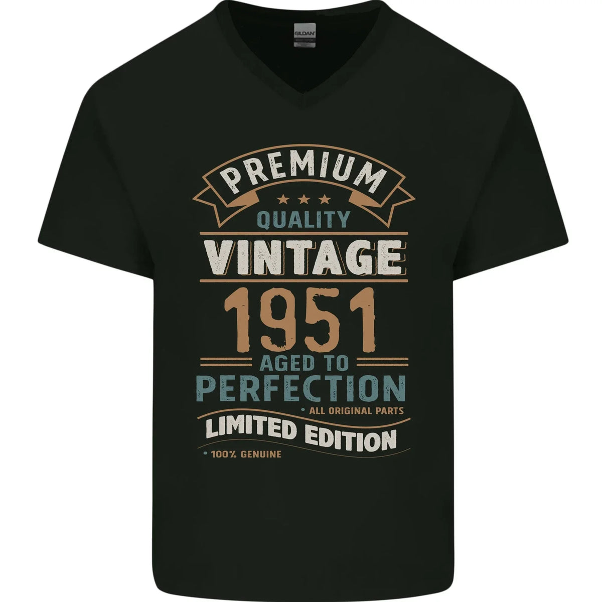 Premium Vintage 75th Birthday 1951 Mens V-Neck Cotton T-Shirt
