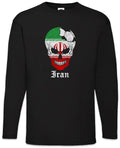 Iran Football Skull I Men Long Sleeve T-Shirt Iranian Soccer Flag World