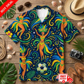 Brasil Colors Graphic Aloha Shirt - Soccer Fan National Pride Short Sleeve