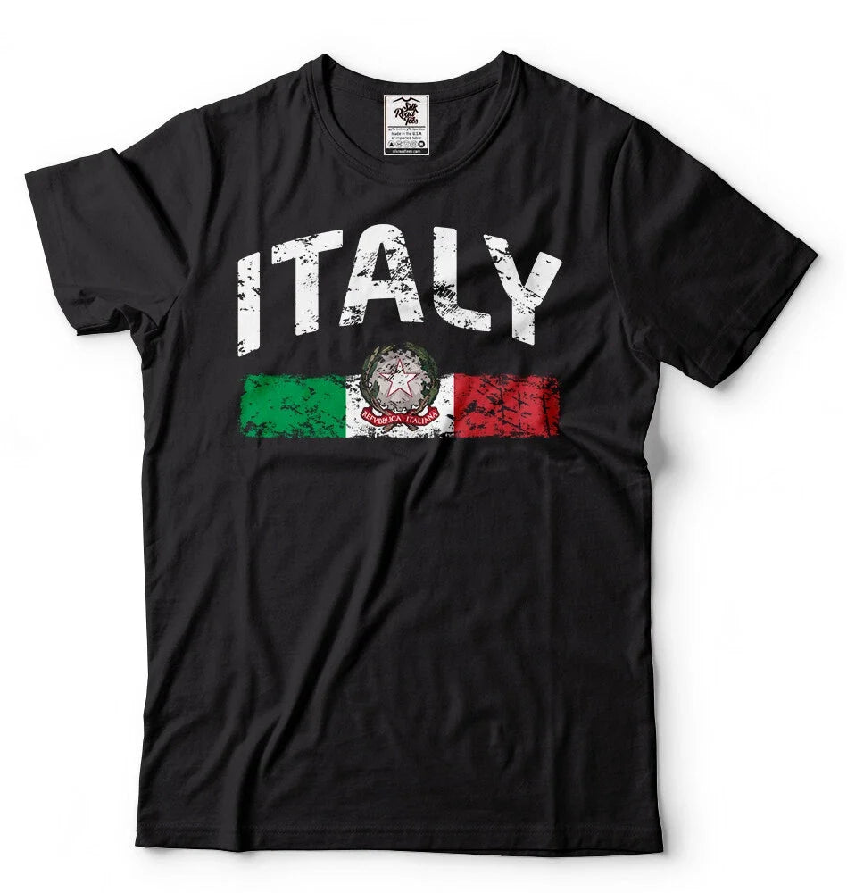 Mens T-shirt Italy Distressed Flag Soccer Fan Italy Italian Pride Heritage Tee