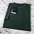 FRED PERRY Mens Grassroots Green Twin Tipped T Shirt SIZE LARGE M1588V 85A BNWT