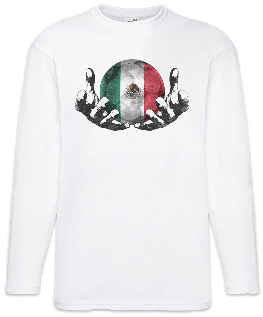 Mexico Football Magic Ball Men Long Sleeve T-Shirt mexican Soccer Flag