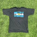Vintage Argentina Distressed Flag Black Graphic Soccer Tee T-Shirt Mens Large L