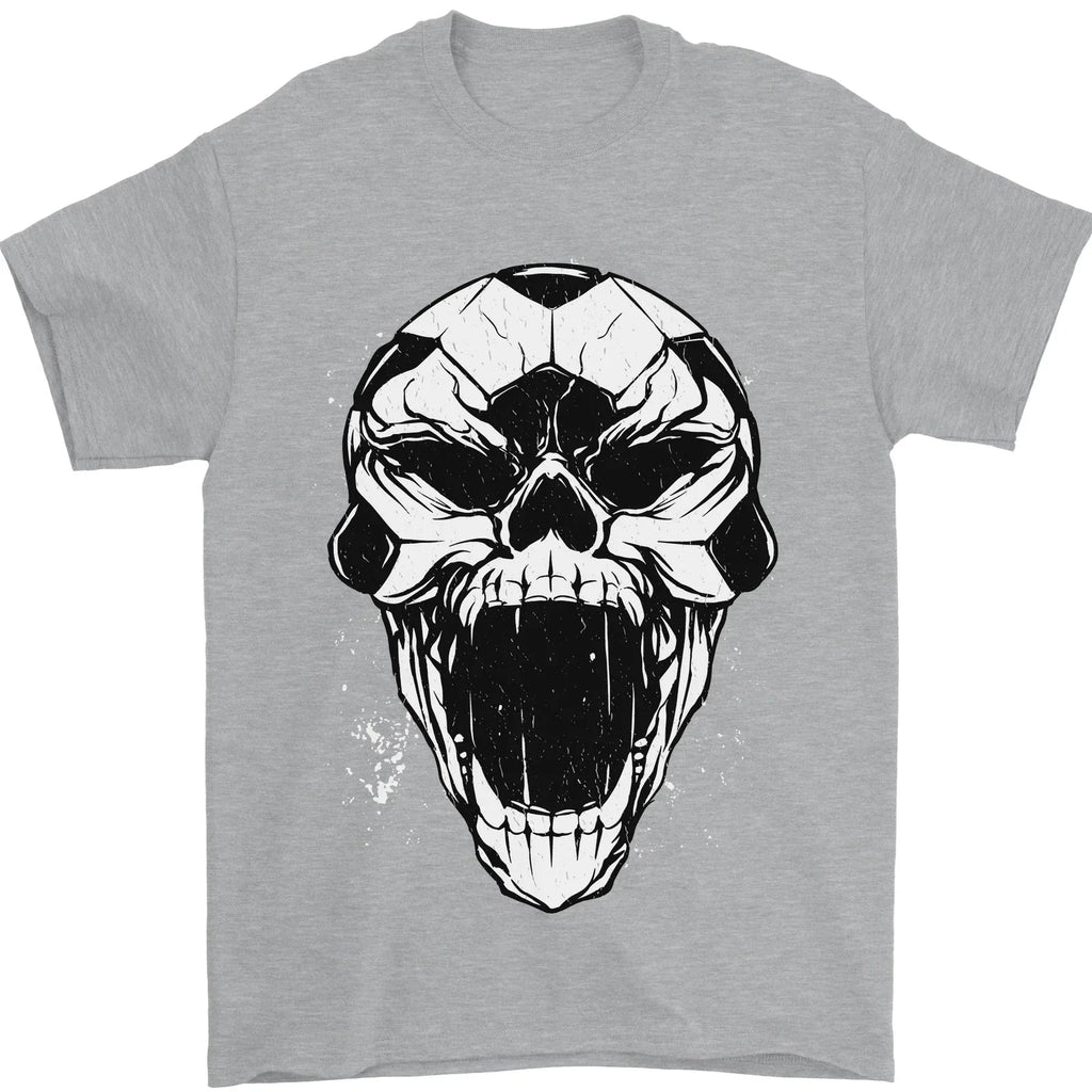 A Football Skull Soccer Footy Mens T-Shirt 100% Cotton