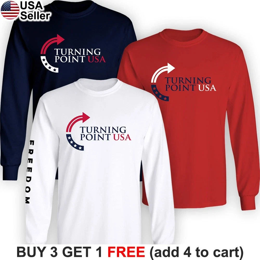 Charlie Kirk Turning Point USA Long Sleeve T-Shirt Political Patriotic BCC07