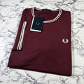FRED PERRY Mens Oxblood Twin Tipped T Shirt SIZE LARGE M1588V 64A BNWT