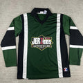 Vintage JERZEES Soccer Jersey Men's Size M Long Sleeve Rugby Football Green