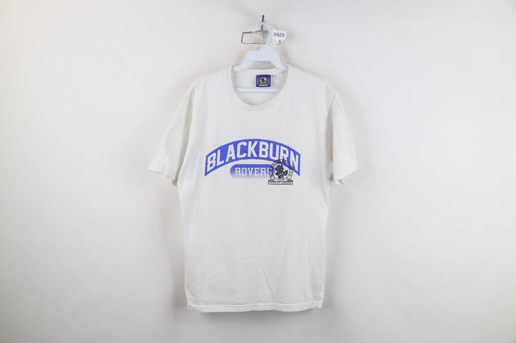 Retro Mens Medium Spell Out Blackburn Rovers FC Football Soccer T-Shirt White