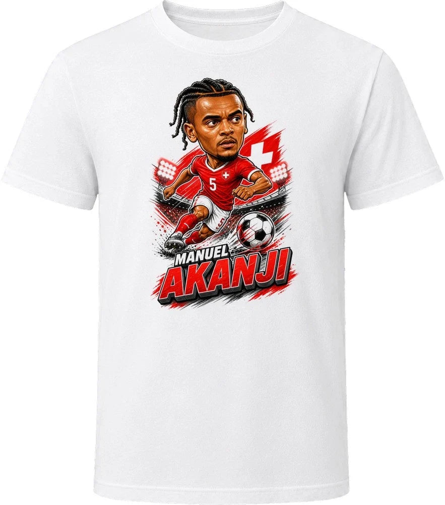 Manuel Akanji, Switzerland Caricature Soccer 2026 T Shirt