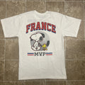 Adult France  Soccer Peanuts Graphic 2026 T-Shirt MVP Size Large White