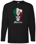 Mexico Football Skull I Men's Long Sleeve T-Shirt Mexican Soccer Flag World