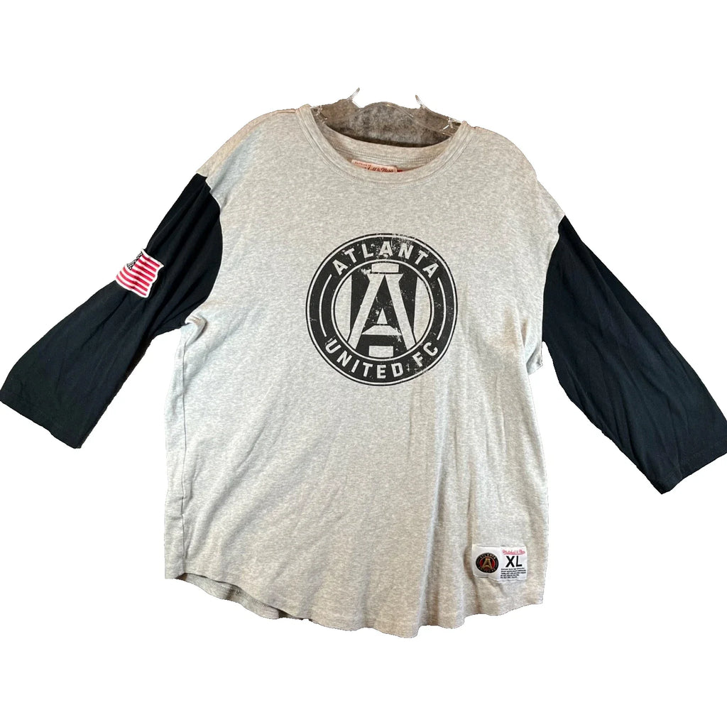 Mitchell And Ness  Atlanta United FC Soccer Shirt Mens XL Gray Graphic Logo Flag