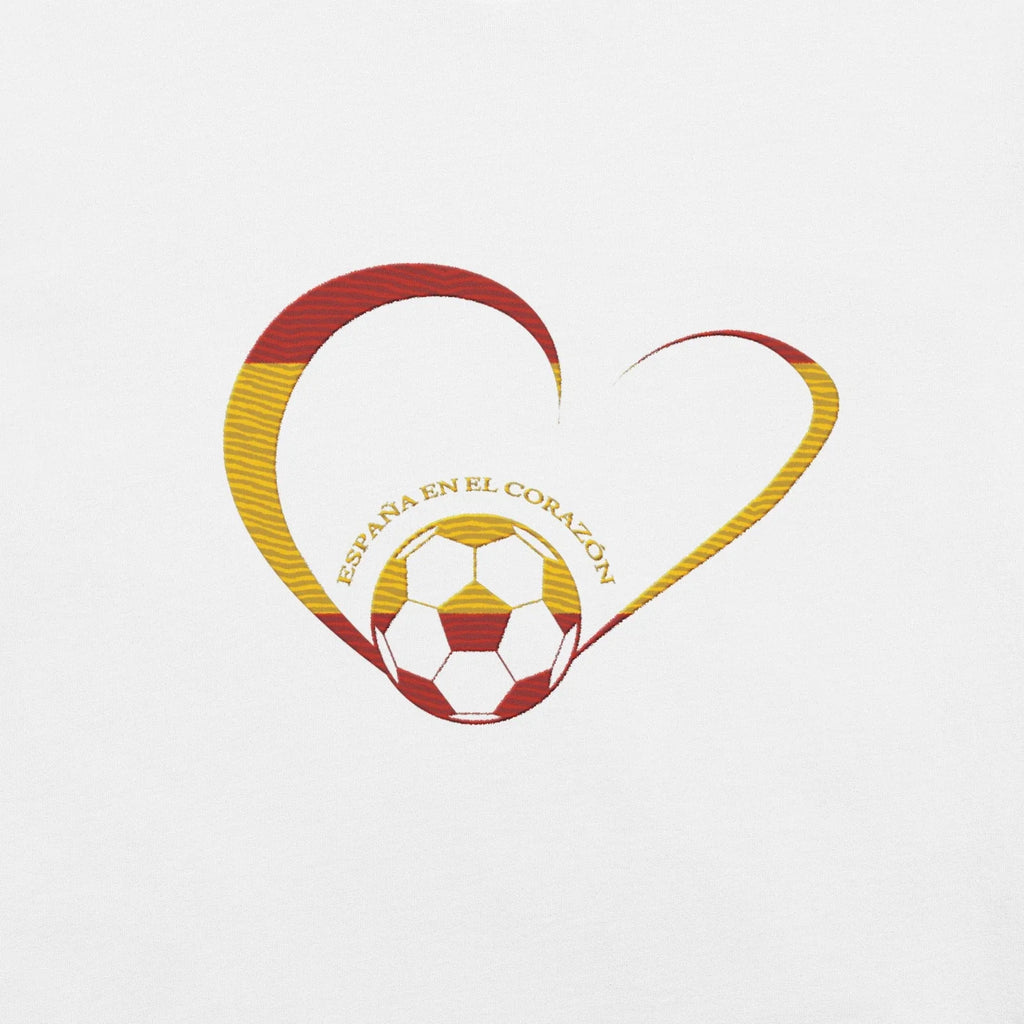 Soccer White Wet T-Shirt Spain Heart Embroided World Cup Premium Tee Shirt 2026