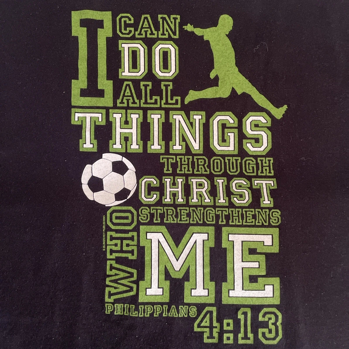 T-Shirt Jesus Philippians 4:13 I Can Do All Things Through Christ XL Soccer 3D14