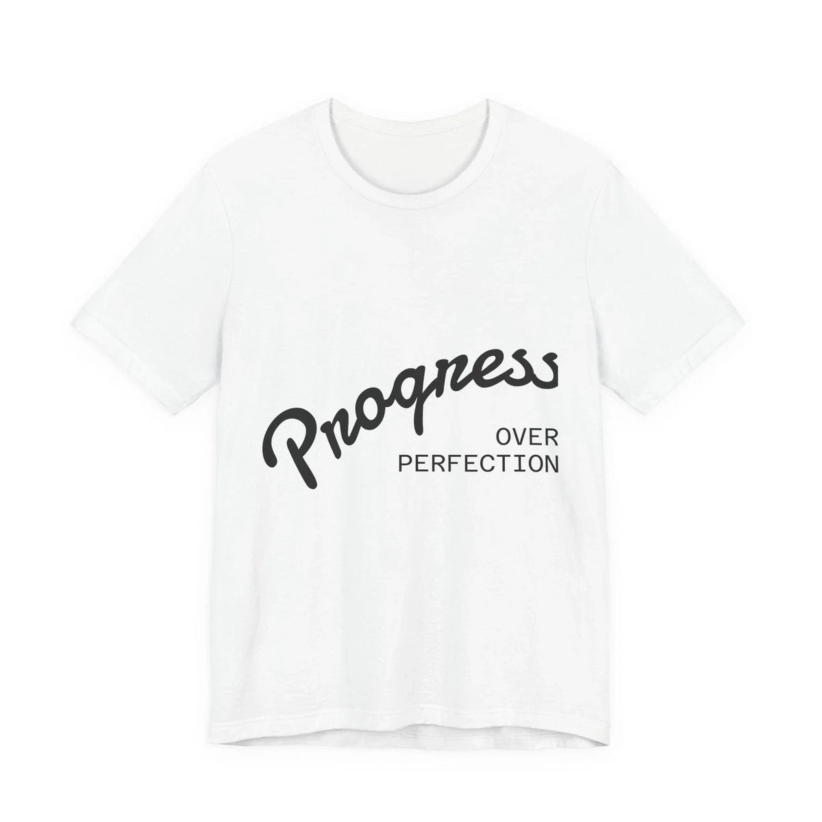 Progress Over Perfection Tee | Motivational Script Typography T-shirt