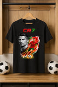 Football Legend Inspired Cartoon Shirt, Soccer Star Tee Portuguese Football Top