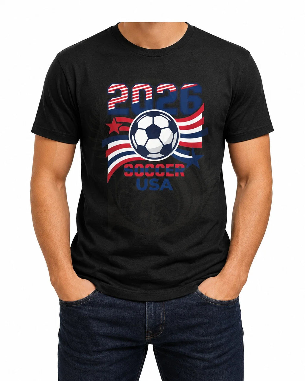 2026 Soccer USA T Shirt Patriotic American Soccer Fan Graphic Tee