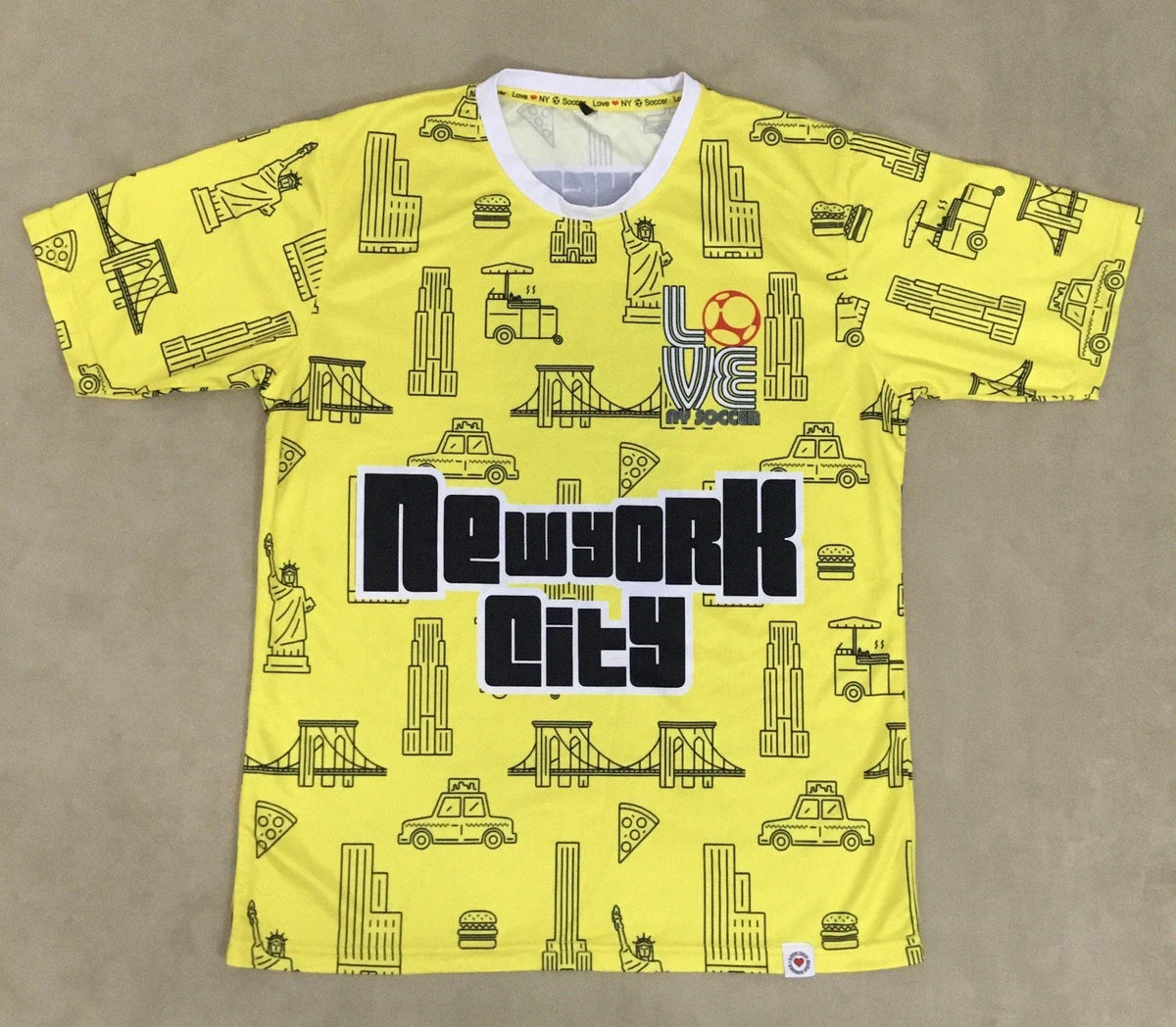 Mens I LOVE NY SOCCER Yellow Jersey Size L - M218