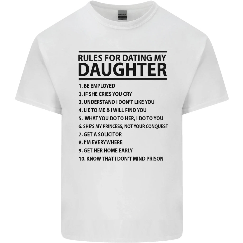 Rules for Dating My Daughter Fathers Day Mens Cotton T-Shirt Tee Top