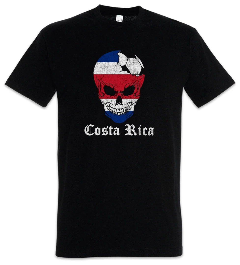 Costa Rica Football Skull I T-Shirt Rican Soccer Flag World Championship