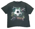 Vtg 90s Big Ball Sports Pure Energy Soccer Lightning Faded Green T Shirt Large