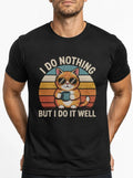 Funny Cat T-Shirt Lazy Cat Coffee Shirt Retro Sunset Graphic Tee Unisex Gift