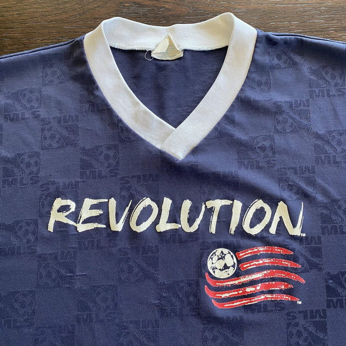 Vintage 1990s New England Revolution Soccer Jersey XL Made in USA Flaws Majestic