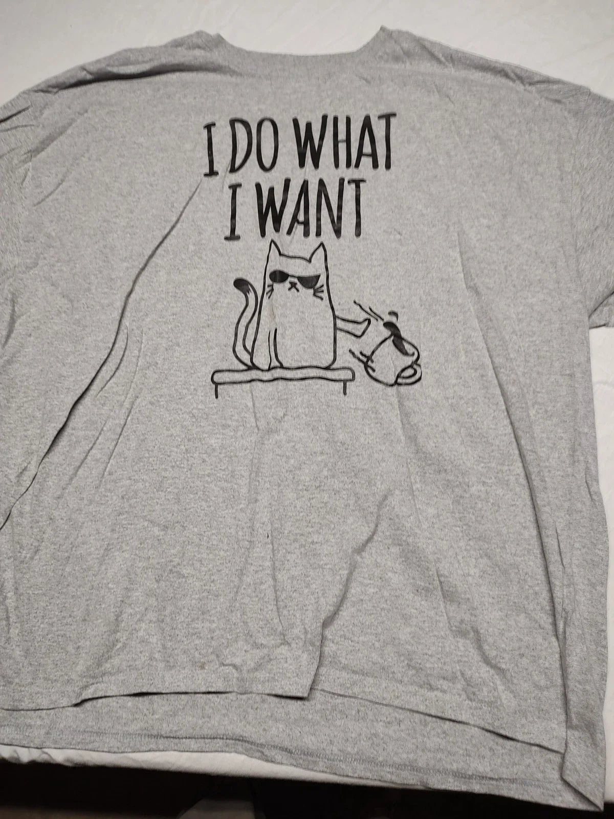 Vintage ODM Novelty Cat Graphic Gray T-Shirt Adult 3 XL  M/F  I do what I want