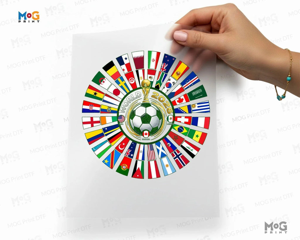 World Flags Iron On DTF Football Cup 2026 USA Canada Mexico Heat Press Transfers