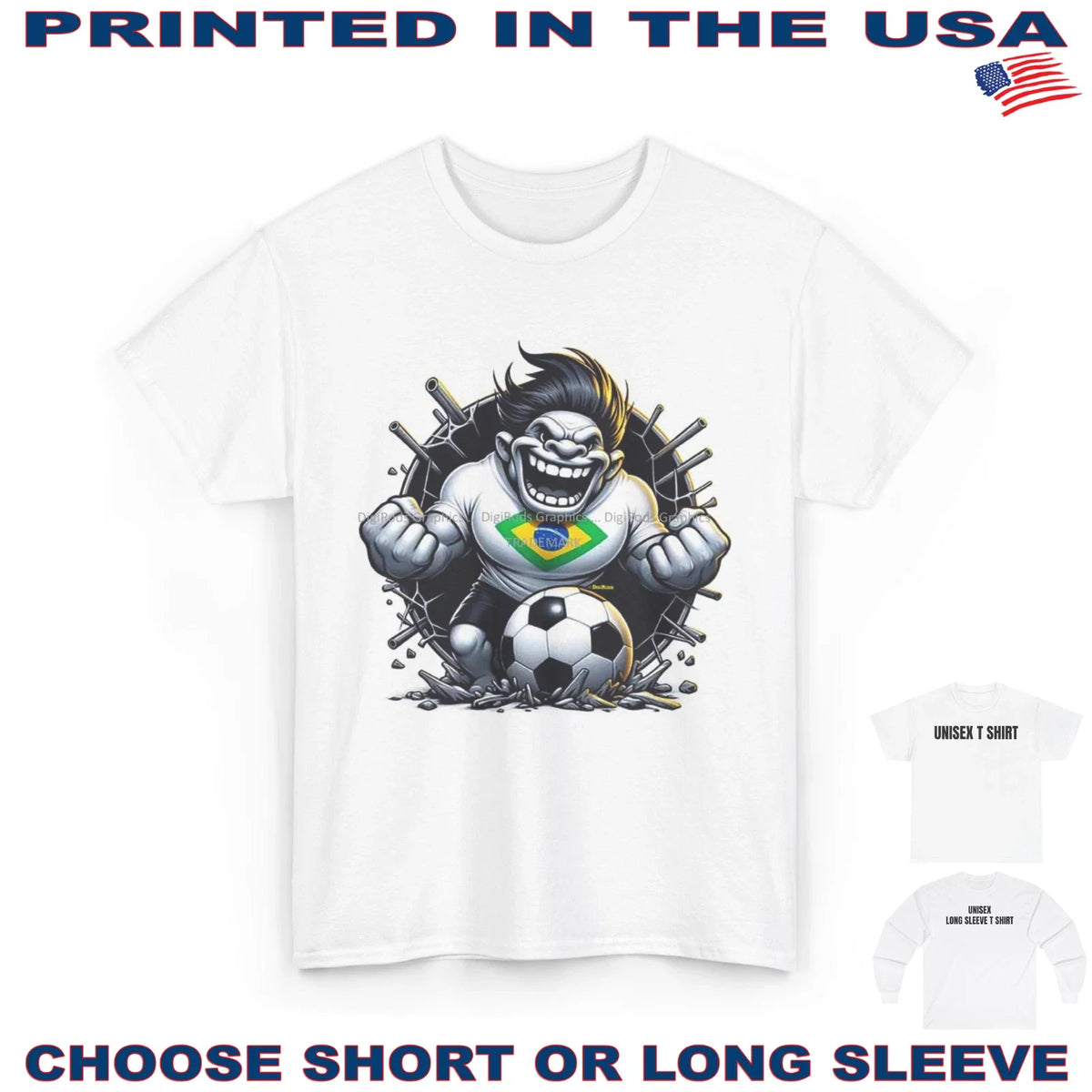 Soccer Team Brazilian Troll Brazil Field Player DigiRods Cartoon T Shirt
