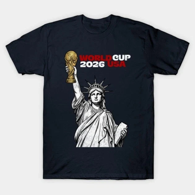 Statue of Liberty World Cup Trophy – USA 2026 Soccer Line Art Design T-Shirt