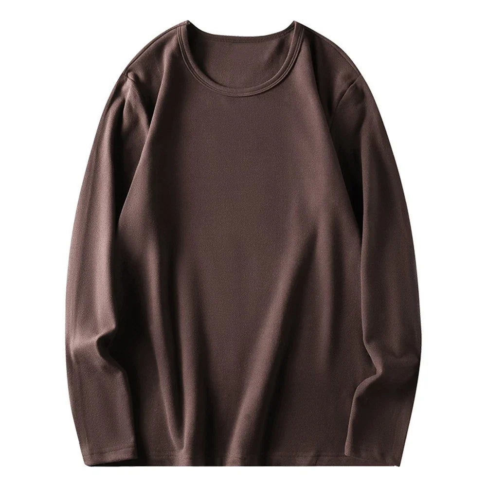 Men Thermal Top Base Layer Shirt 95% Polyester 5% Spandex Thickened Fabric
