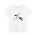 Spooky Cat Shirt Cat Holiday Gift Women Simple Tee Halloween Cat T-Shirt Cat