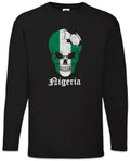 Nigeria Football Skull I Men's Long Sleeve T-Shirt Nigerian Soccer Flag World