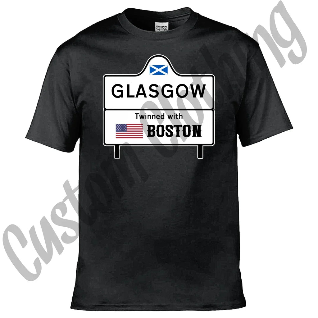 Glasgow Scotland Twinned Cities Boston 2026 Scottish World Cup USA T-shirt/Tee