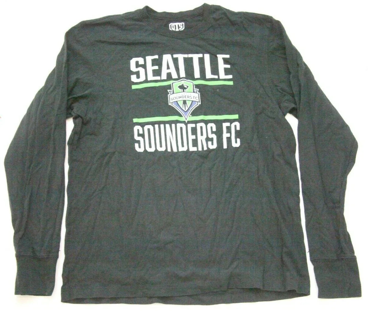 OTS Seattle Sounders Black White Graphic T-Shirt Top Large Cotton Men's Tee GG10