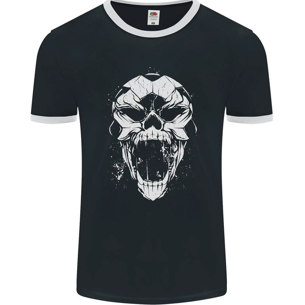A Football Skull Footy Soccer Mens Ringer T-Shirt FotL
